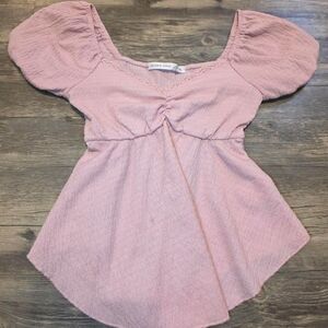 Altar'd State Blush Puff Sleeve Blouse